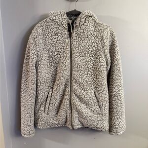 Thread & Supply Sherpa Fleece Zip Hoodie Jacket Ivory XS